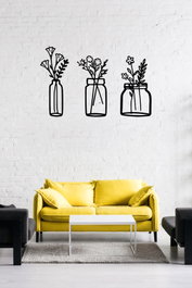 Wallity Flower In The Bottle Escultura de pared de metal Negro